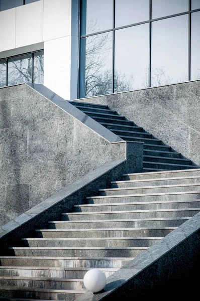 Passos Escadas Pedra Granito Contemporânea Detalhes Arquitetônicos Exterior — Fotografia de Stock