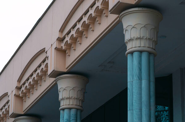 Modern building with columns. Tashkent, Uzbekistan