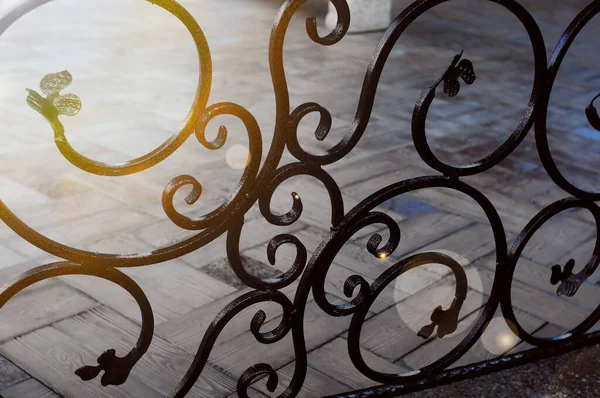 stock image Wrought iron fence closeup. Vintage