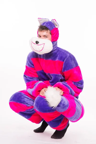 Hombre Disfrazado Gato Cheshire Alicia País Las Maravillas — Foto de Stock