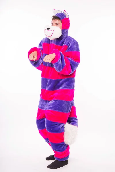 Kostüm Giymiş Bir Adam Cheshire Kedisi Alice Harikalar Diyarında — Stok fotoğraf