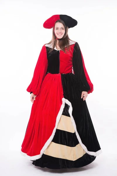 Costume Reine Des Coeurs Alice Pays Des Merveilles Isolé Sur — Photo