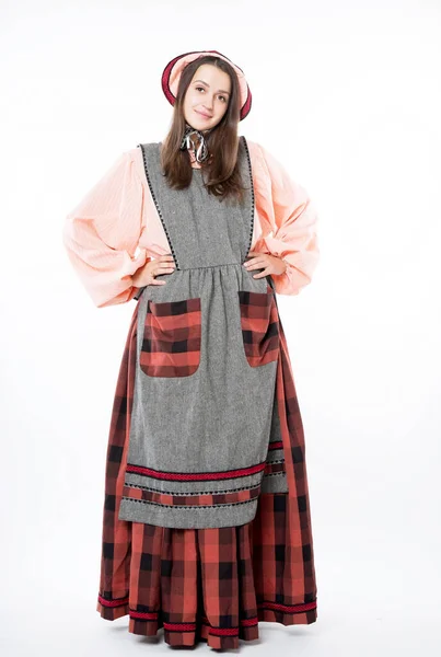 Robe Folklorique Européenne Slavik Ruban Plaid Costume — Photo