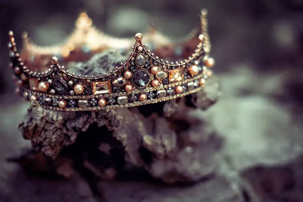 Fantasy royal crown, fairytale precious jewellery. Concept of power and wealth