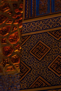 Cami içi, ayrıntılar. Semerkand, Özbekistan. Bibi-Xonim masjidi