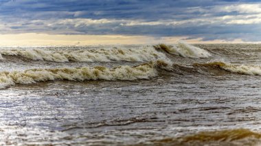 Michigan Gölü 'nün dalgaları kıyıya vuruyor.