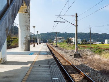 Miaoli, Tayvan 'da demiryolu manzarası.