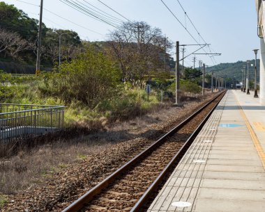 Miaoli, Tayvan 'da demiryolu manzarası.