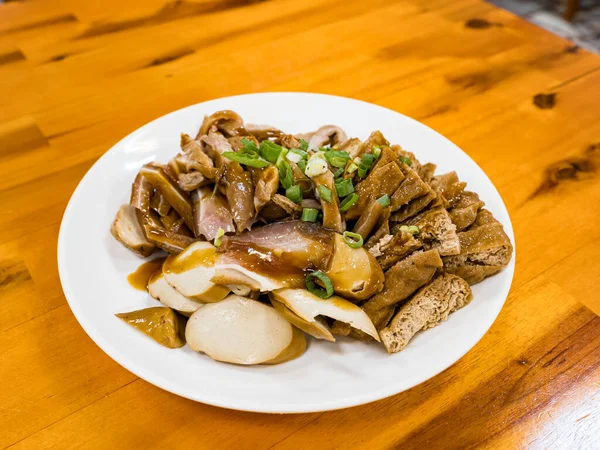 Taiwanesiska Bräserade Rätter Med Torkad Tofu Vegetarisk Kyckling Och Skivad — Stockfoto