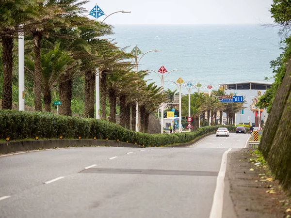 stock image New Taipei City, Taiwan - April 18,2022: North Coast facade on April 18,2022 in New Taipei City, Taiwan.The Baisha Bay encompasses a half-moon shape beach for around 1 km length long.