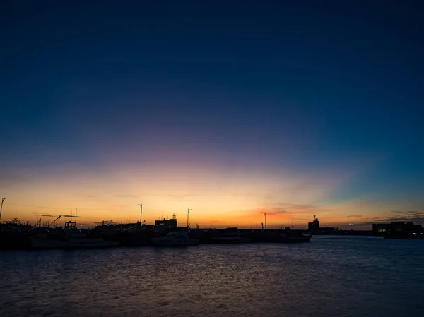 Günbatımında Hsinchu Balıkçılık Limanı Telifsiz Stok Fotoğraflar