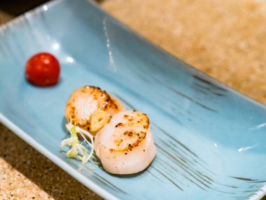 pan katılaşmış deniz tarağı yakın çekim