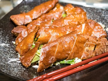 Crispy fried pig intestines in plate