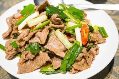 scallion beef stir fry with green onions