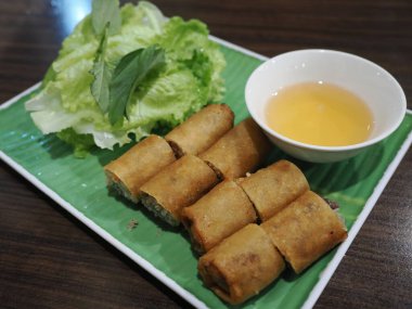 deep fried spring roll in plate
