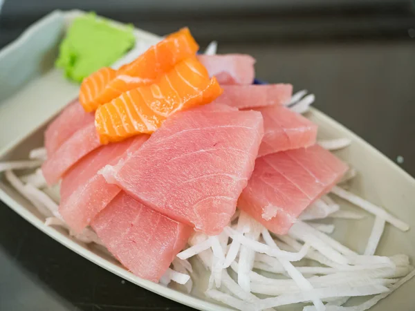 Delicious Sashimi Swordfish Served Plate — 图库照片