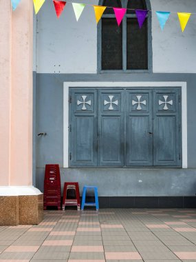 Da Nang, Vietnam - 24 Mayıs 2024 Da Nang Catheral cephe Da nang, Vietnam. Piskoposluk şu anki haliyle 18 Ocak 1963 'te kuruldu..