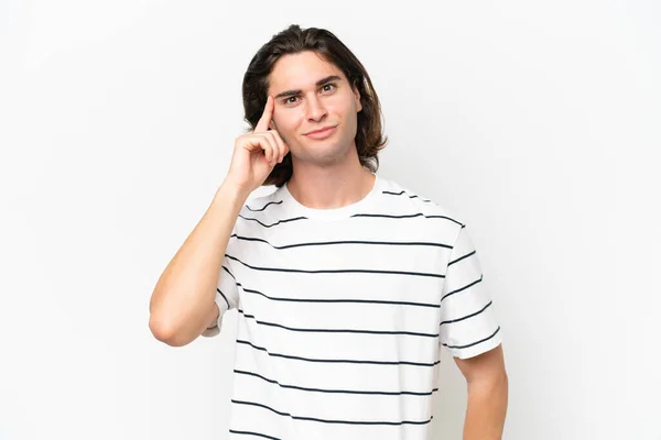 Young Handsome Man Isolated White Background Thinking Idea — Stock Photo, Image