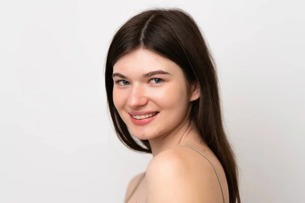 Jonge Mooie Russische Vrouw Geïsoleerd Witte Achtergrond Portret — Stockfoto