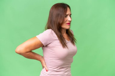 Orta yaşlı, beyaz bir kadın, izole edilmiş bir geçmişi var. Çabaladığı için sırt ağrısı çekiyor.