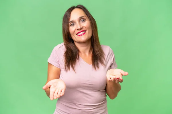 Middle Aged Caucasian Woman Isolated Background Happy Smiling — Stock Photo, Image