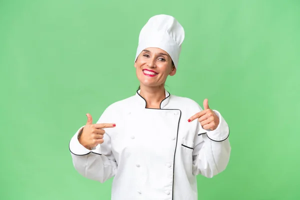 Middle Aged Chef Woman Isolated Background Proud Self Satisfied — Stock Photo, Image
