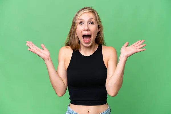 Junge Blonde Frau Mit Schockiertem Gesichtsausdruck — Stockfoto