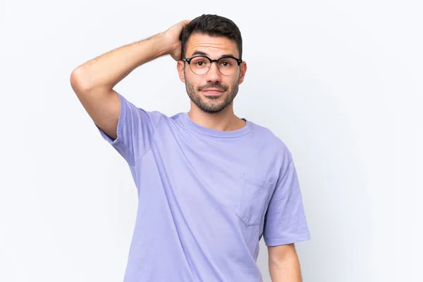 Young Caucasian Man Isolated White Background Expression Frustration Understanding — Stock Photo, Image