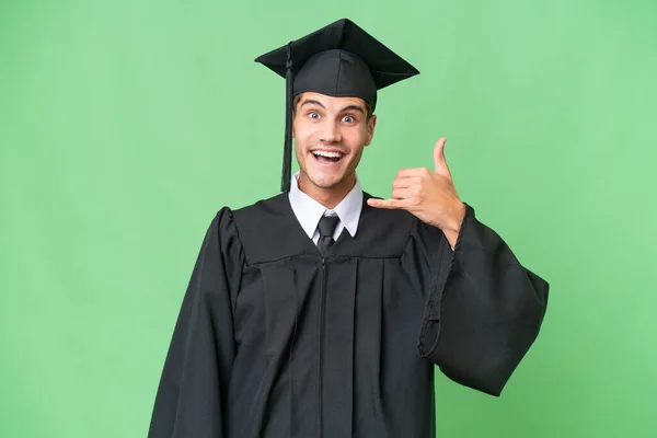 Jovem Universitário Homem Caucasiano Pós Graduação Sobre Fundo Isolado Fazendo — Fotografia de Stock