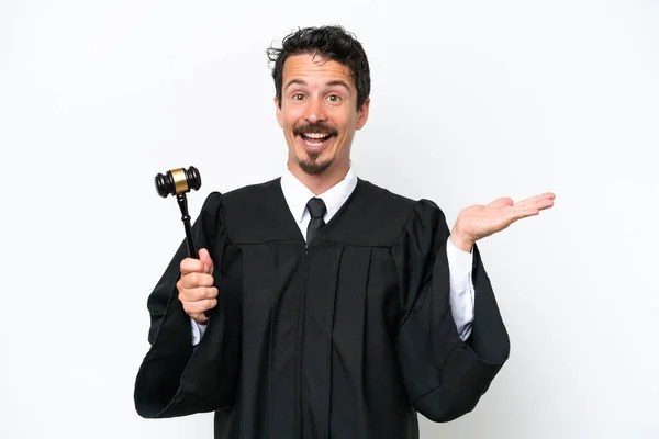 Young Judge Caucasian Man Isolated White Background Shocked Facial Expression — Stock Photo, Image