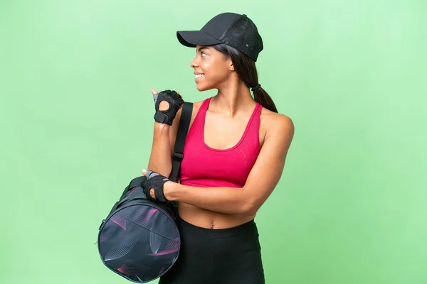 Mladý Sport Afričanky Americká Žena Sportovní Taška Přes Izolované Pozadí — Stock fotografie