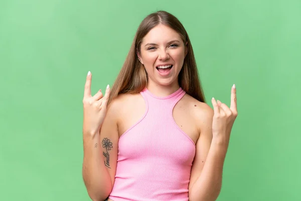 Young Beautiful Blonde Woman Isolated Background Making Horn Gesture — Stock Photo, Image