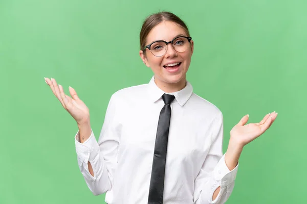 Young Business Caucasian Woman Isolated Background Shocked Facial Expression — Stock Photo, Image