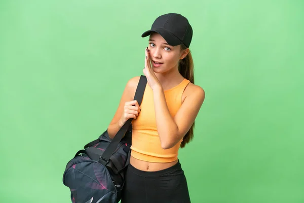 Spor Çantalı Beyaz Bir Genç Kız Izole Bir Arka Planda — Stok fotoğraf