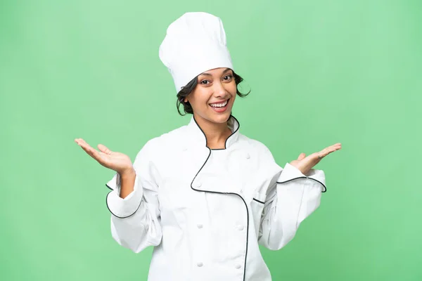 Giovane Chef Donna Argentina Sfondo Isolato Con Espressione Facciale Scioccata — Foto Stock