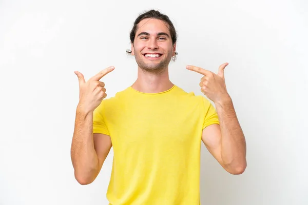 Caucasian Handsome Man Isolated White Background Giving Thumbs Gesture — Stockfoto