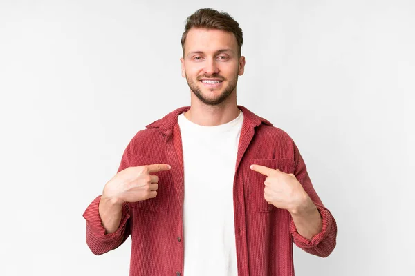 Young Handsome Caucasian Man Isolated White Background Proud Self Satisfied — 스톡 사진