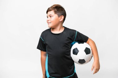 Kafkas futbolcu çocuk izole edilmiş beyaz arka plan görünümlü