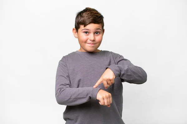 Little Caucasian Kid Isolated White Background Making Gesture Being Late — Stock Photo, Image