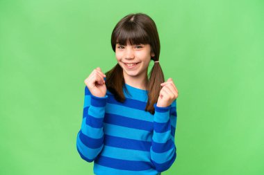 İzole edilmiş bir geçmişi olan beyaz bir kız para hareketi yapıyor.