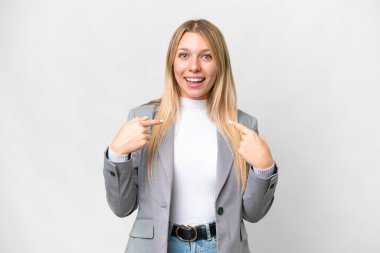 Young pretty blonde woman over isolated white background with surprise facial expression