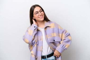 Young girl isolated on white background thinking an idea