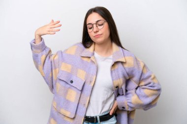 Young girl isolated on white background with tired and sick expression