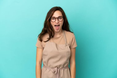 Şaşırtıcı yüz ifadesi olan restoran garsonu.