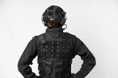 SWAT arka planda izole edilmiş beyaz arkaplan üzerinde