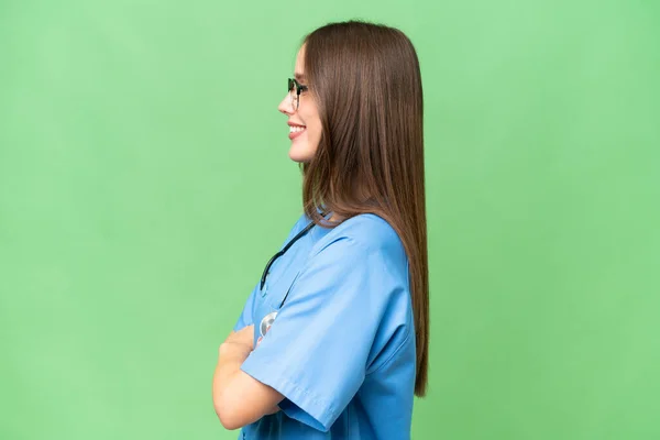 Young Nurse Caucasian Woman Isolated Background Lateral Position — Photo