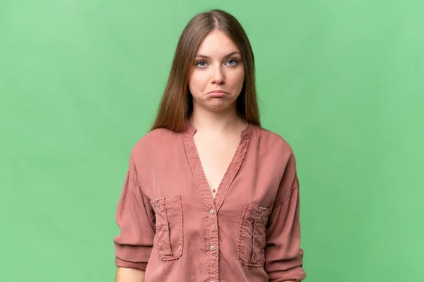 Young Beautiful Blonde Woman Isolated Background Sad Expression — Stockfoto
