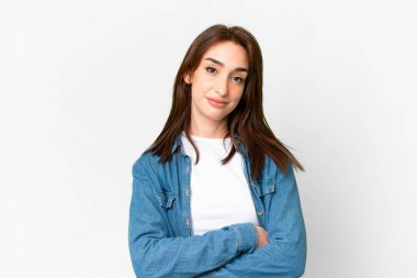 Young caucasian woman over isolated white background feeling upset