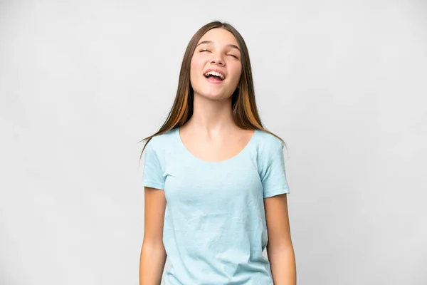 Teenager Mädchen Über Isolierten Weißen Hintergrund Lachen — Stockfoto