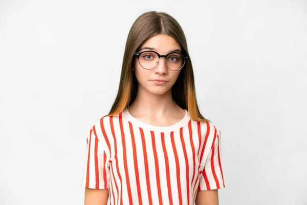 Teenager Girl Isolated White Background Glasses — Stockfoto